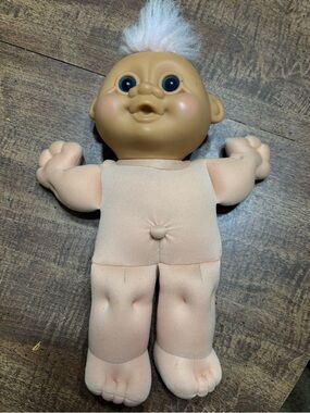 Vintage Russ Troll Baby Doll - Peach Skin with White Hair